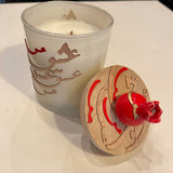 Candle Holder With Scented Candle & Lid & Wooden Calligraphy Word of "Love" in Farsi