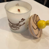 Candle Holder With Scented Candle & Lid & Wooden Calligraphy Word of "Love" in Farsi