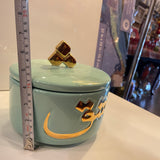 Beautiful Ceramic Chocolate Container With A Lid Designed by Calligraphy of the Word of Love in Farsi
