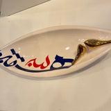 Beautiful Diamond Ceramic Chocolate Container Designed by Calligraphy & Birds - Style 2