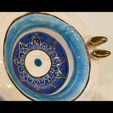 Unique Ceramic Evil's Eye Bowl with 11-Carat Gold