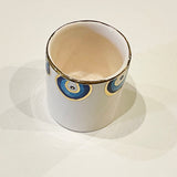 Beautiful Ceramic Evil's Eye Candle Holder with 11-Carat Gold