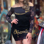 Girls & Women Dress with Printed Calligraphy of a Poem in Farsi- Color: Black