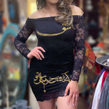 Girls & Women Dress with Printed Calligraphy of a Poem in Farsi- Color: Black