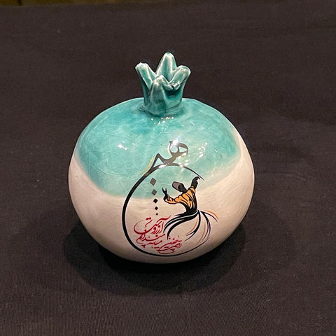 Hand Made Ceramic Pomegranate with Beautiful Calligraphy and Painting Style 2