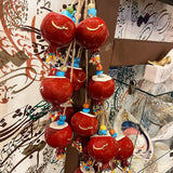 Hand Made Ceramic Designated Pomegranates - Hanging Wall Decoration With Rope