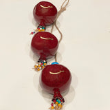 Hand Made Ceramic Designated Pomegranates - Hanging Wall Decoration With Rope