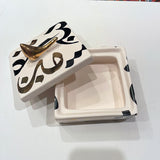 Beautiful Ceramic Chocolate Container With A Lid Designed by Calligraphy & A Bird