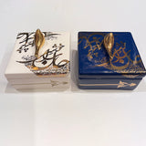 Beautiful Ceramic Chocolate Container With A Lid Designed by Calligraphy & A Golden Bird in 2 Colors- Style 5