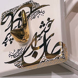 Beautiful Ceramic Chocolate Container With A Lid Designed by Calligraphy & A Golden Bird in 2 Colors- Style 5