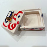 Beautiful Ceramic Chocolate Container With A Lid Designed by Calligraphy & A Golden Bird - Style 2