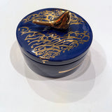 Beautiful Round Ceramic Chocolate Container With A Lid Designed by Calligraphy & A Bird in 2 Colors