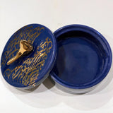 Beautiful Round Ceramic Chocolate Container With A Lid Designed by Calligraphy & A Bird in 2 Colors