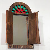Beautiful Mirror - Unique Wooden Frame Mirror and Key Hanger- Antique Door