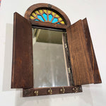 Beautiful Mirror - Unique Wooden Frame Mirror and Key Hanger- Antique Door