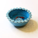 Fish Bowl - Very Beautiful Turquoise Ceramic Bowl with Sculptures of Fishes!