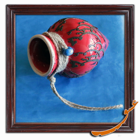 Hand Made Ceramic Potteries - Hanging Wall Decoration With Rope - Red - gallery-eshgh