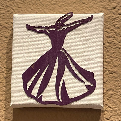 A Beautiful 4"x4" Wooden Sama Dancer on Canvas for your Home Decor