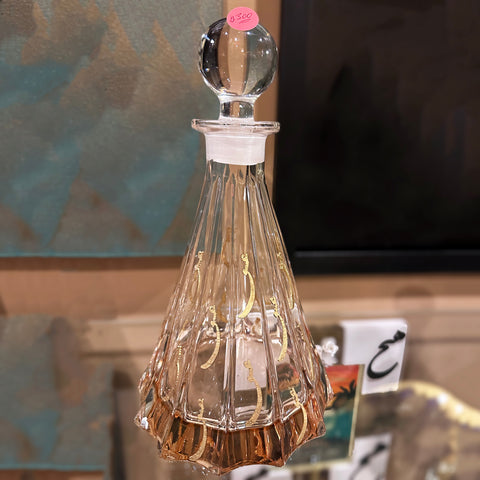 Unique Crystal Vessel Decanter with Designs of Wooden Calligraphy of the word Love in Farsi for Your Home Decor
