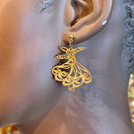Unique Stainless Golden Earrings with a Beautiful Sufi Dancer - Style#2