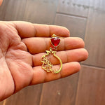 Unique Stainless Golden Earrings with a Beautiful Calligraphy & Ruby Bead- Pomegranate Shape
