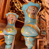 A Pair Ancient Style Kerosene Lamp with Beautiful Shape & Painting - Works with Electricity - Style 4