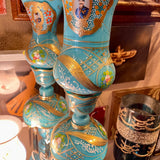 A Pair Ancient Style Kerosene Lamp with Beautiful Shape & Painting - Works with Electricity - Style 4