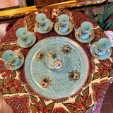 Iranian Traditional Turquoise Tea Set - Set of 15 Pieces for Your Home Decor