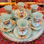 Iranian Traditional Turquoise Tea Set - Set of 15 Pieces for Your Home Decor