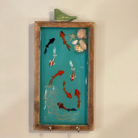 Beautiful Wall Art Wooden Hanger for your Home Decor - Fish Pond Style #1