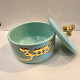 Beautiful Ceramic Chocolate Container With A Lid Designed by Calligraphy of the Word of Love in Farsi
