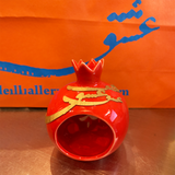 Candle Holder - A Unique Reticulated Ceramic Pomegranate- Red