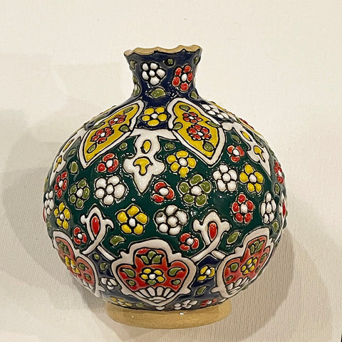 Hand Made Colorful Ceramic Enameled Pomegranate (Mina Kari)