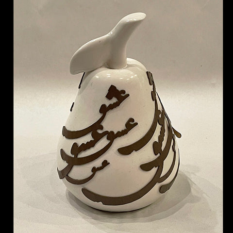 Hand Made Ceramic Pear with a Repetition Calligraphy