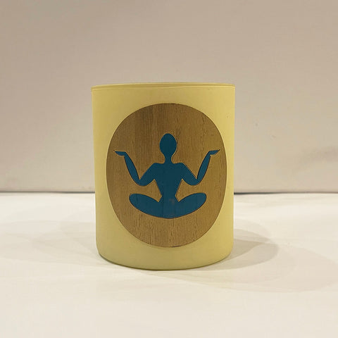 Candle Holder With Wooden Sign of Yoga & Meditation