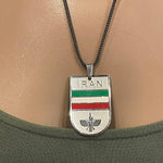 Hand Made Necklace Pendant Iran Flag - Silver Base - 4