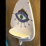 Evil Eye Wall Decor Ceramic Candle Holder with a Small Shelf