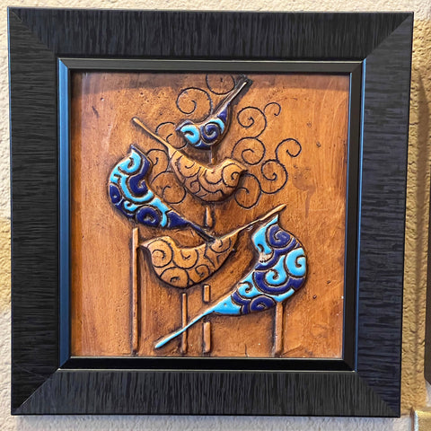 Beautiful Ceramic Wall Art with Wooden Frame for your Home Decor
