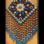 Wall Hanging Diamond Shape Evil's Eye with Plastic Beads & Turquoise Stones