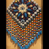 Wall Hanging Diamond Shape Evil's Eye with Plastic Beads & Turquoise Stones