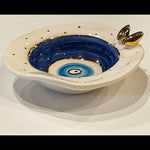 Unique Ceramic Evil's Eye Bowl with 11-Carat Gold