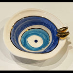 Glazed Ceramic Evil's Eye Bowl with 11-Carat Gold - Perfect for Home Decor & Everyday Usages