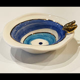 Glazed Ceramic Evil's Eye Bowl with 11-Carat Gold - Perfect for Home Decor & Everyday Usages