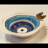 Unique Ceramic Evil's Eye Bowl with 11-Carat Gold