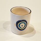 Beautiful Ceramic Evil's Eye Candle Holder with 11-Carat Gold