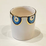 Beautiful Ceramic Evil's Eye Candle Holder with 11-Carat Gold