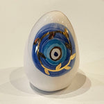 Unique Ceramic Evil's Eye Egg with 11-Carat Gold
