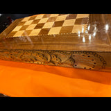 Beautiful Wood Carved Backgammon and Chess Board, X-Large