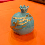 Hand Made Ceramic Pomegranate with Beautiful Calligraphy -Light Turquoise