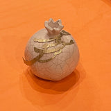 Hand Made Ceramic Pomegranate with Calligraphy - Light Beige #2